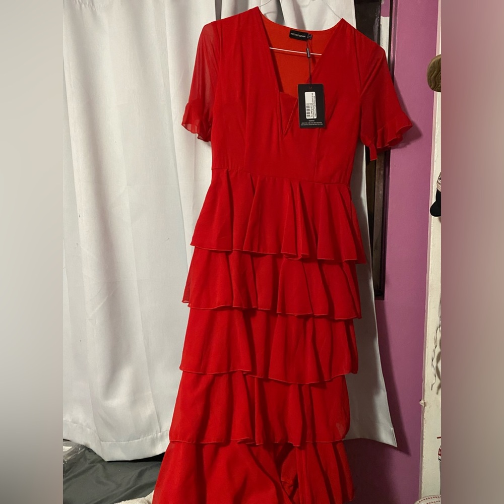 Pretty Little Thing red tier maxi dress !